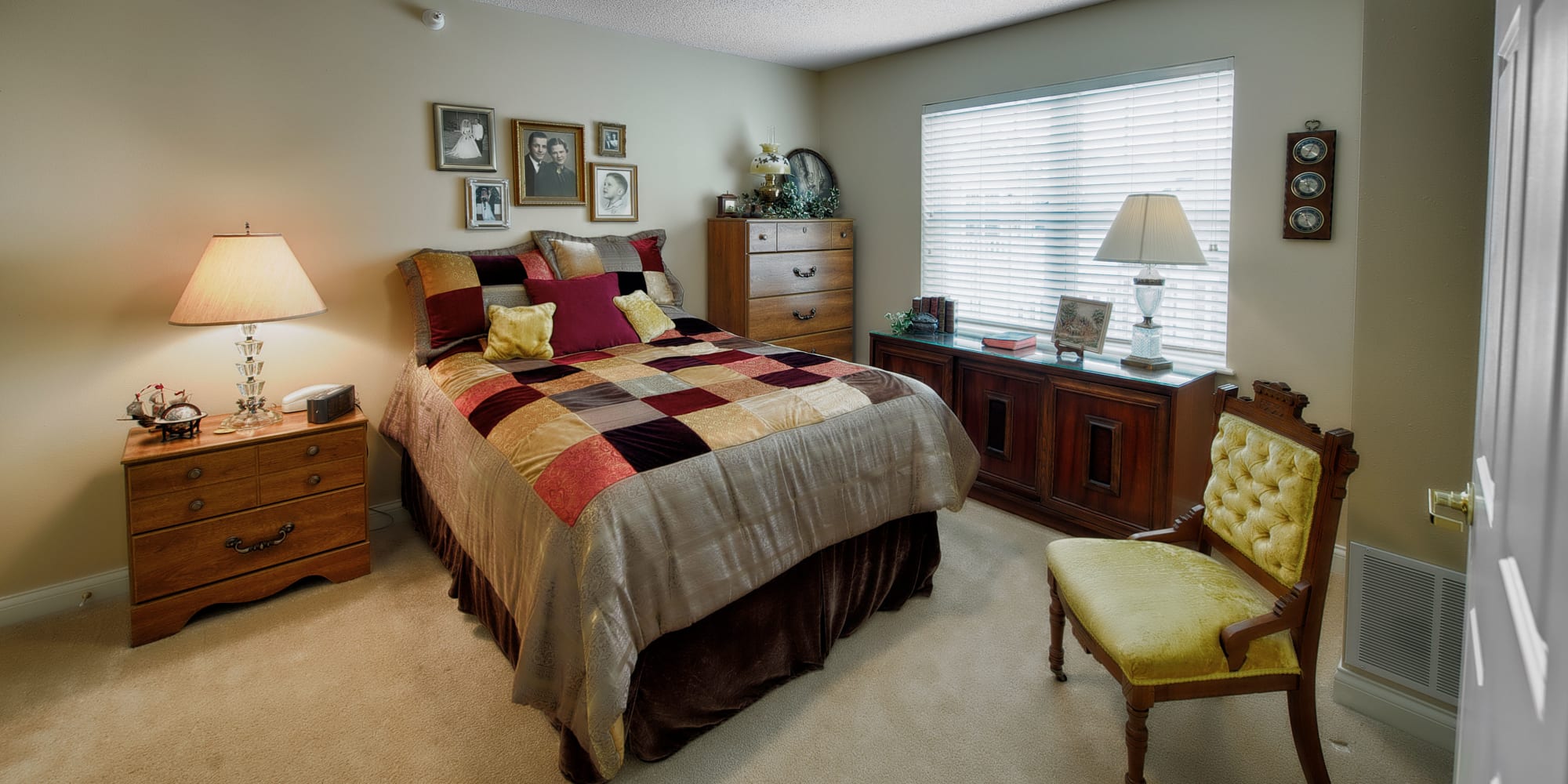 Resident bedroom at The Keystones of Cedar Rapids in Cedar Rapids, Iowa.