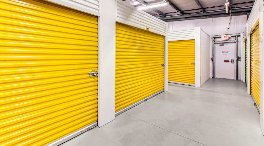 A storage unit filled with boxes at KO Storage in Niceville, Florida