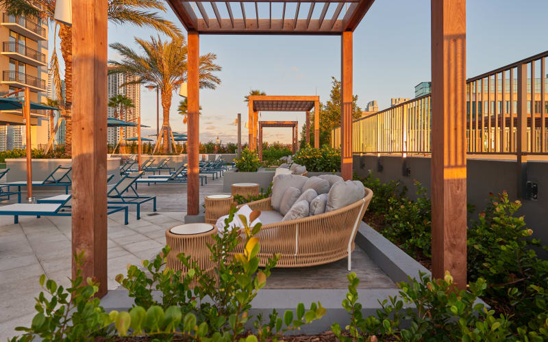 Cabanas by the pool at ParkLine Miami in Miami, Florida