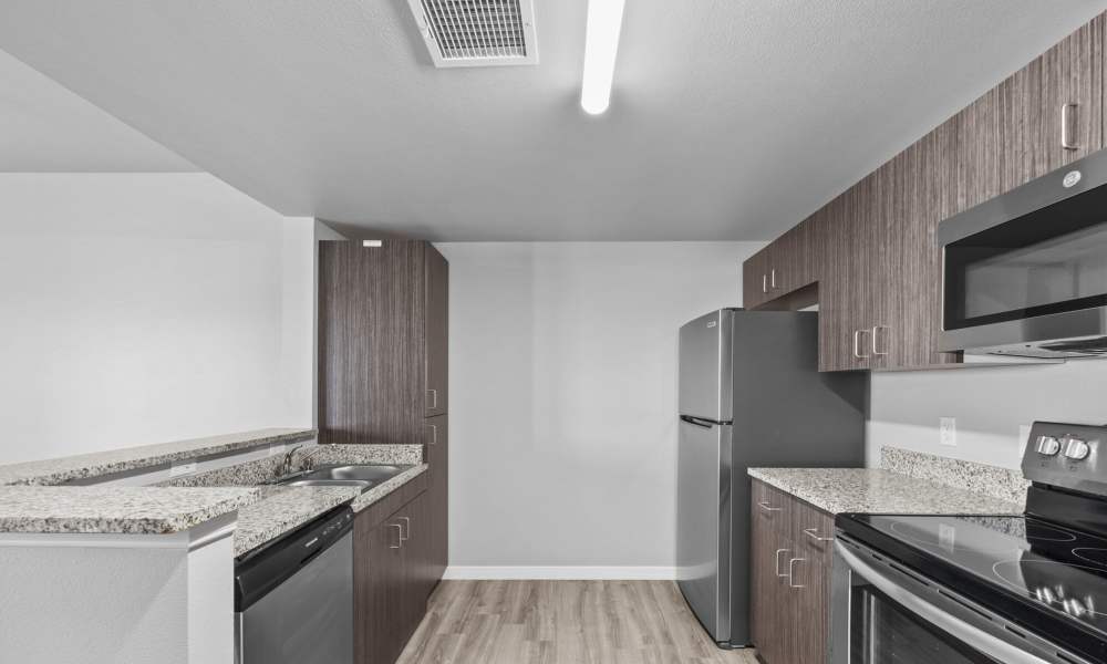 Kitchen with with raised countertop at District At Pellicano in El Paso, Texas