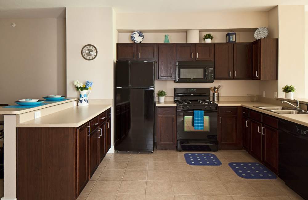 Modern kitchen at M Station in Austin, Texas, 