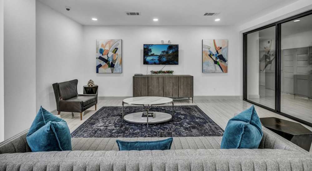 Clubhouse with vibrant color accents at The Milo on Westheimer in Houston, Texas