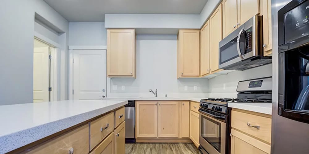 Kitchen with quartz countertops at The Reserve at Rohnert Park in Rohnert Park, California