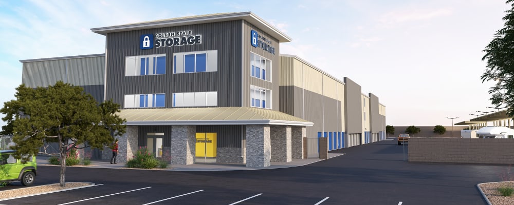 A rendering of the leasing office at Golden State Storage - Redpoint in Las Vegas, Nevada