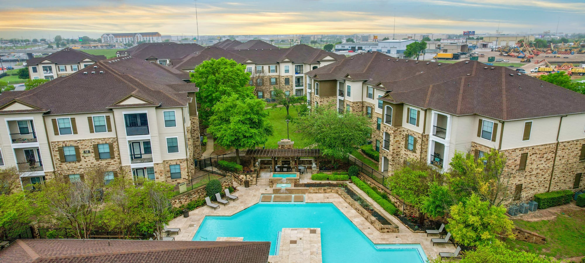 Overhead view of pool in Broadstone Grand Avenue in Pflugerville, Texas