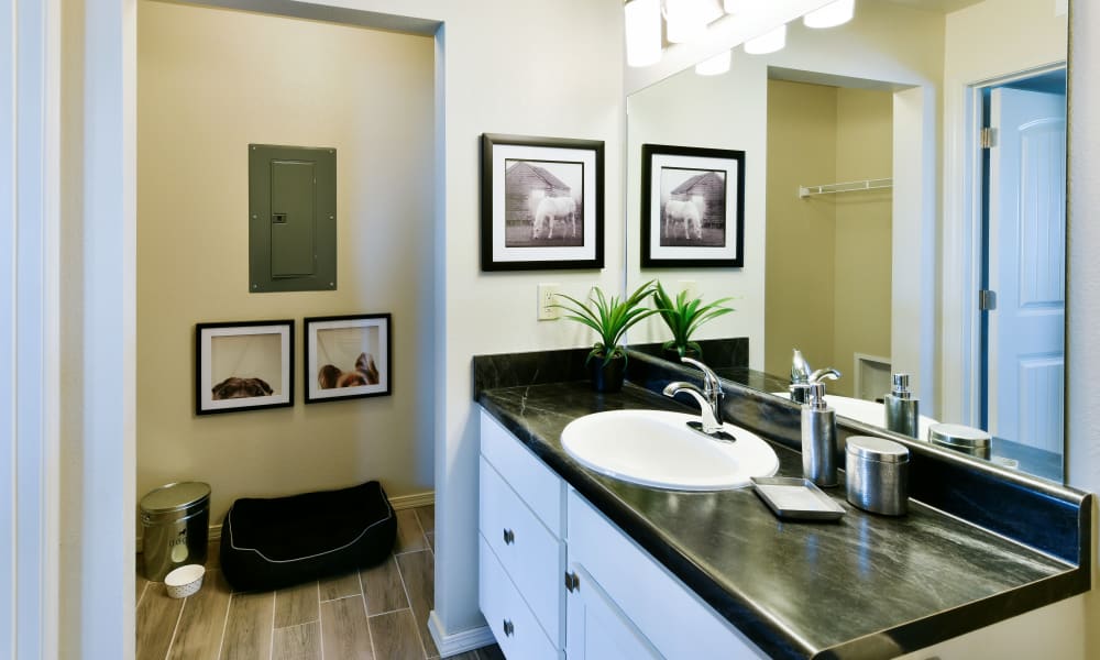 Bathroom at Cottages at Abbey Glen Apartments in Lubbock, Texas