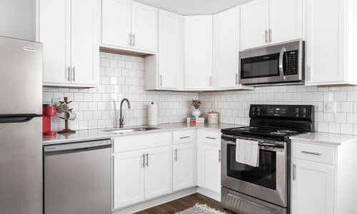 Rendering kitchen of a model apartment at The Grant in Atlanta, Georgia