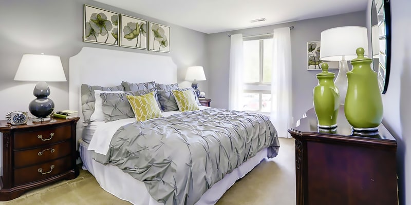 Model bedroom at Tuscany Gardens in Windsor Mill, Maryland