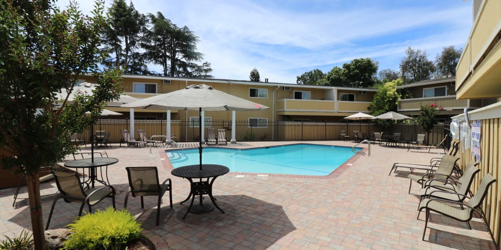 Pool and deck at Mountain View Apartments in Concord, California