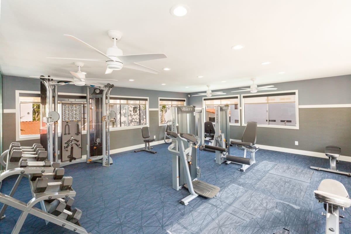 Fitness center at Ardella at Reche Canyon in Colton, California