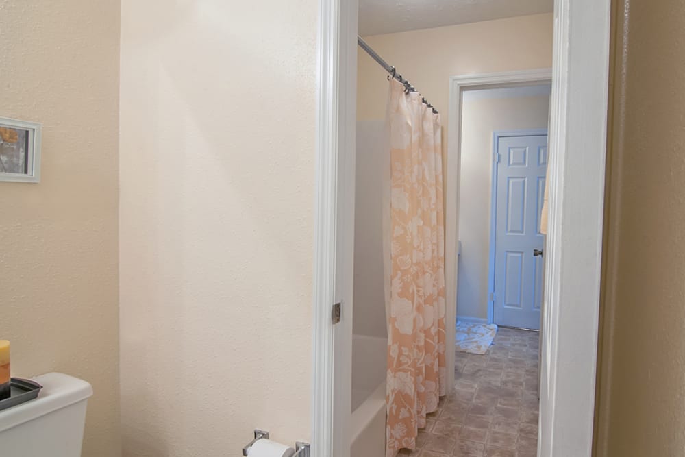 Separate shower area at Greenleaf Apartments in Phenix City, Alabama