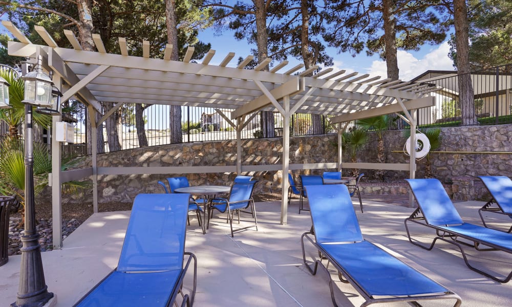 Deck chairs at Double Tree Apartments in El Paso, Texas