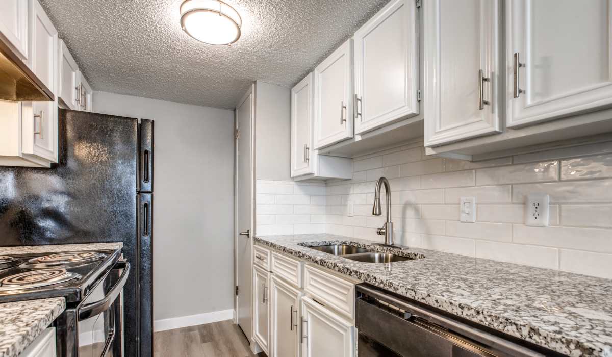 Wooden white cabinets at Villa De Oro in San Antonio, Texas