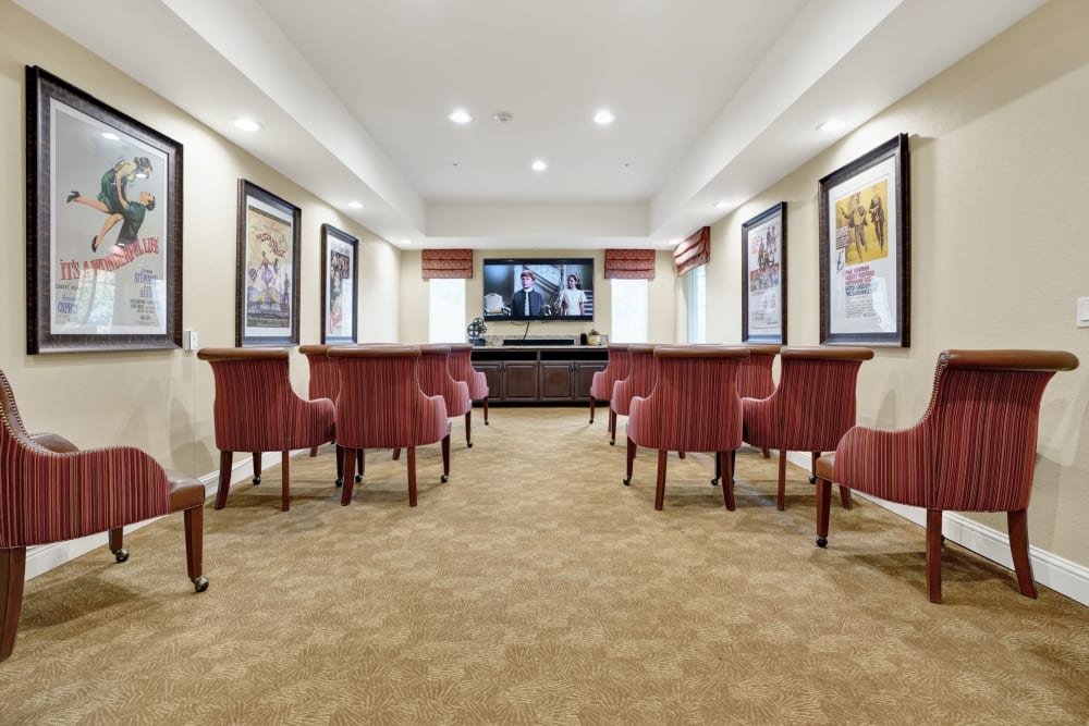 Community cinema room at The Commons at Elk Grove in Elk Grove, California