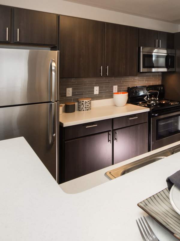 Modern kitchen at Lafayette Station in Lafayette, Colorado