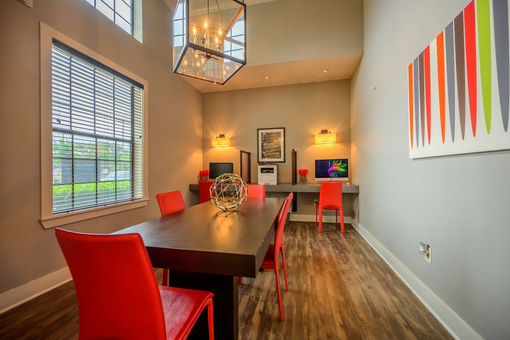 Business center with computers at Verandas at Shavano in San Antonio, Texas