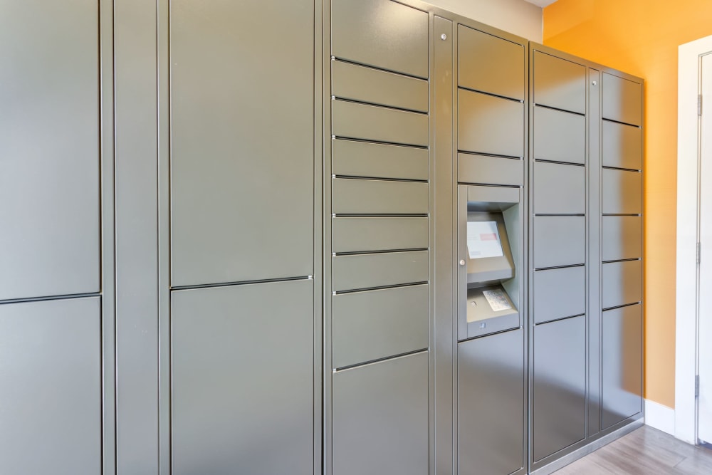 The convenient package lockers at Tuscany Village Apartments in Ontario, California