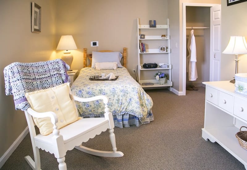 Bedroom suite in senior living apartment at Randall Residence of Wheelersburg in Wheelersburg, Ohio