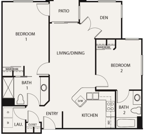 Independent Living Two Bedroom Plus Den I at Tuscany at McCormick Ranch in Scottsdale, Arizona
