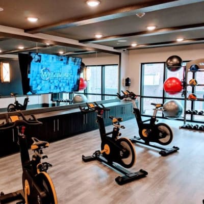 Spin studio in the state of the art fitness center at Steelyard in Oklahoma City, Oklahoma