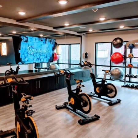 Spin studio in the fitness center at Steelyard in Oklahoma City, Oklahoma