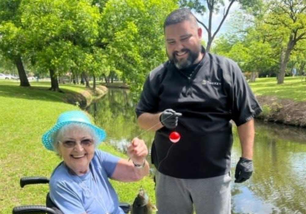 Residents fishing at Truewood by Merrill, Keller in Keller, Texas
