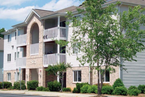 Outside an apartment building at River Crossing in Charlotte, North Carolina