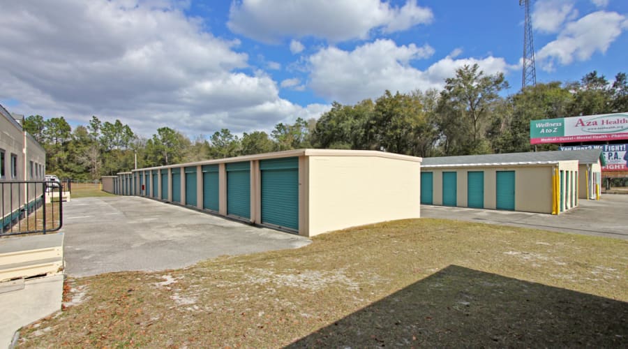 Driveways between outdoor units at KO Storage in Keystone Heights, Florida
