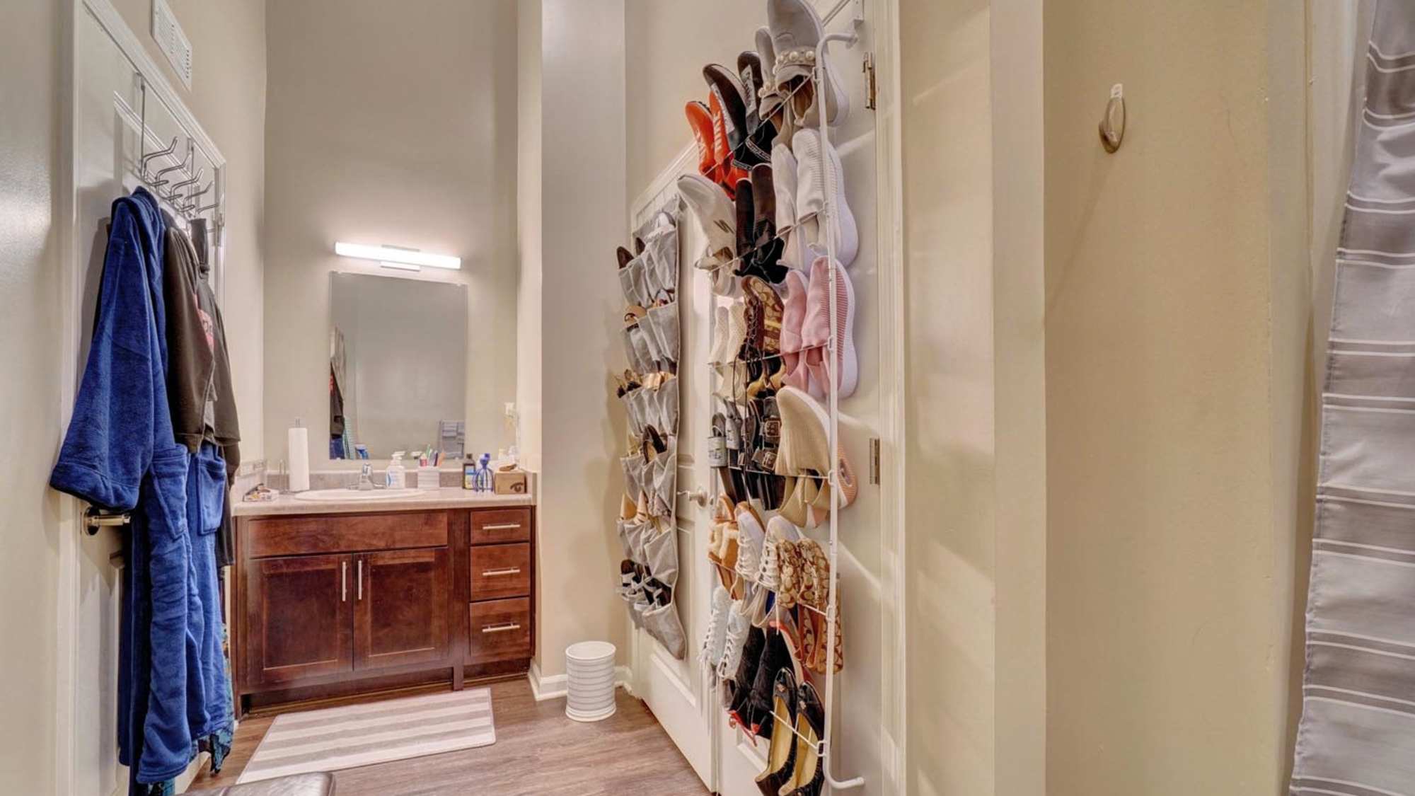 Bathroom with mirror at Holley Pointe in Portsmouth. VA