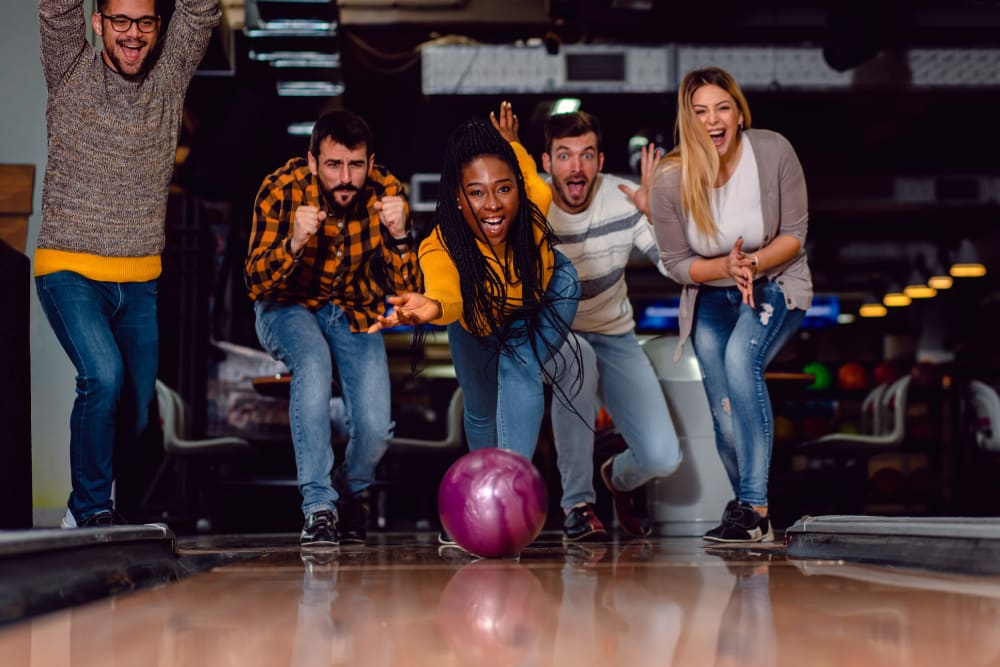 Residents bowling at The Lofts at Whitaker Park in Winston-Salem, NC