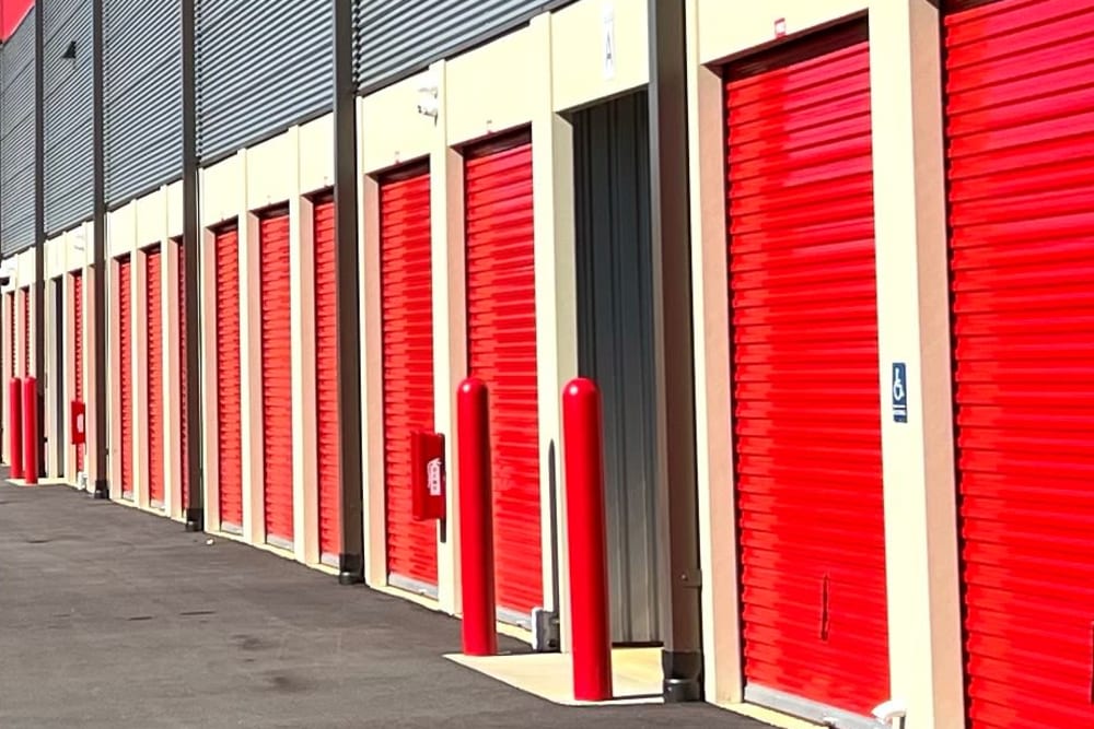 Red door storages at Your Storage Units Aiken in Aiken, South Carolina