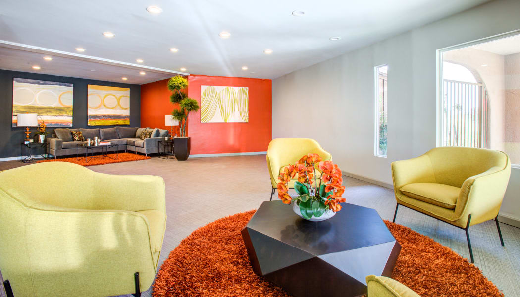 Colorful lounge area at Elevation Apartments in Tucson, Arizona