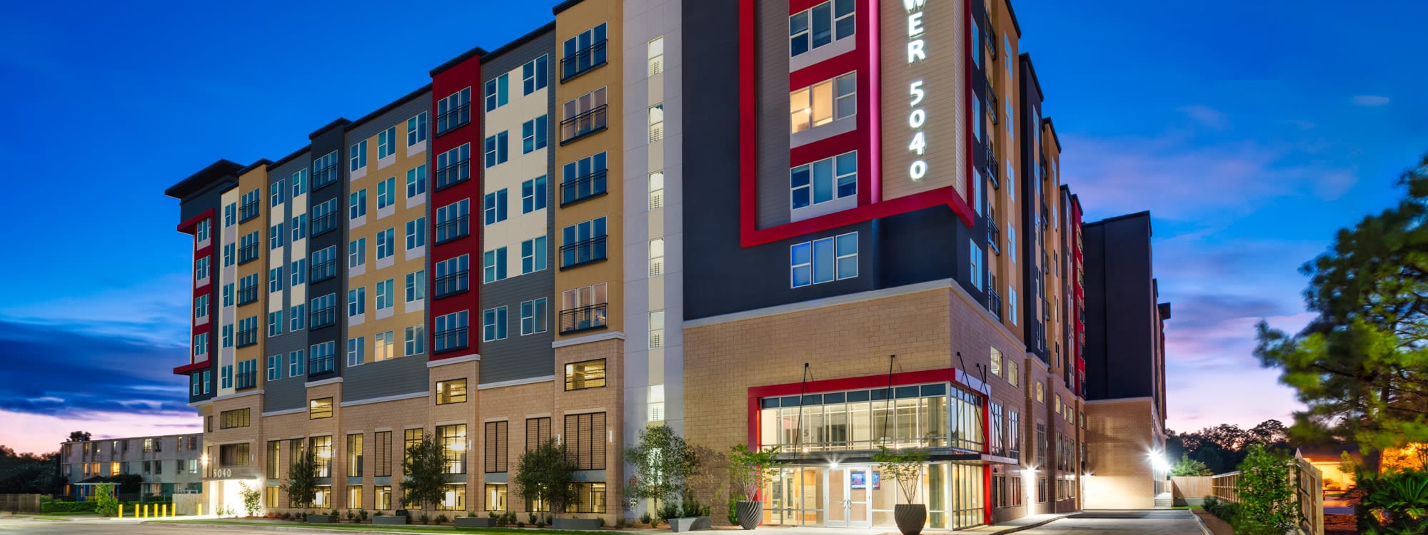 Student apartments at Tower 5040 in Houston, Texas