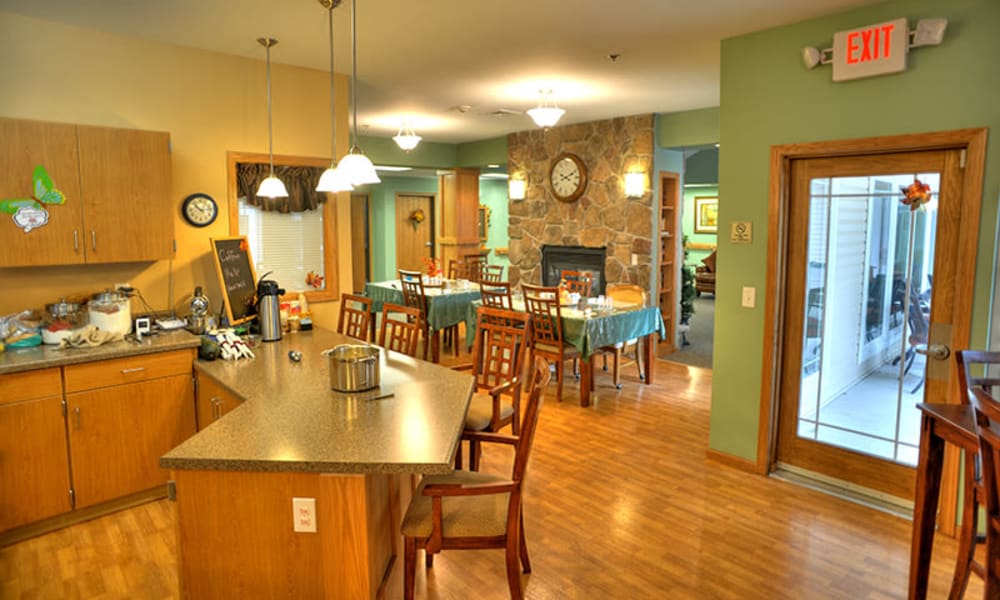 Kitchen and dining room area at The Residences on Forest Lane in Montello, Wisconsin