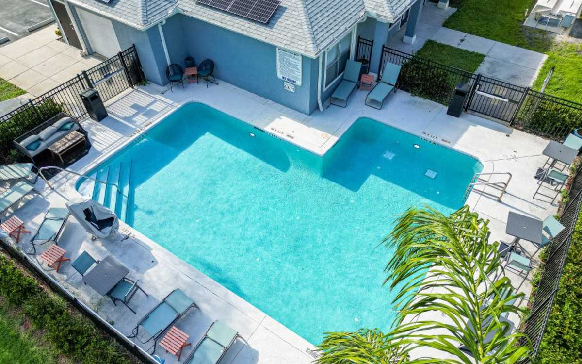 Modern swimming pool at Dunwoodie Place in Orlando, Florida
