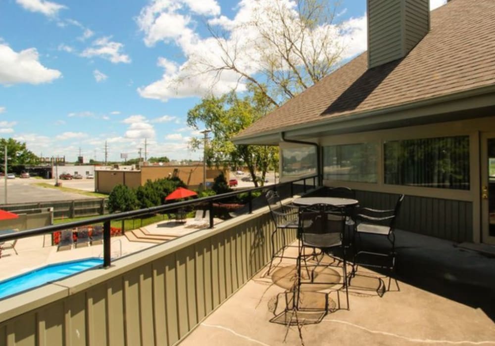 Private patio at Stonehaven Apartments in Hazelwood,Missouri