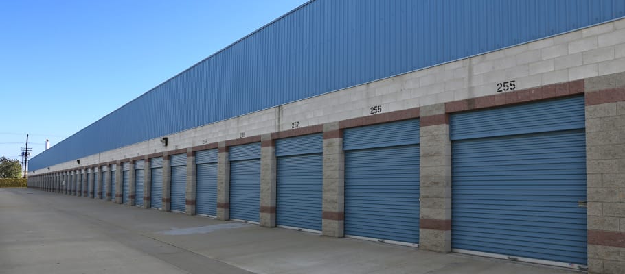 Drive-up storage units at A-1 Self Storage in Anaheim, California