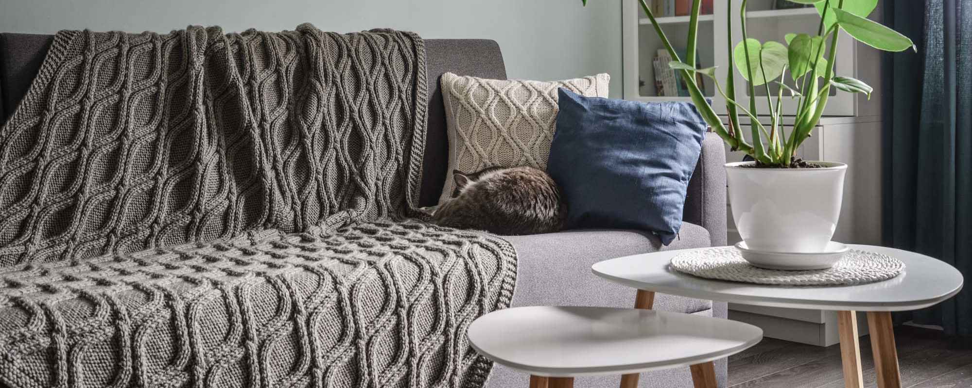 Living room with grey color sofa at Landmark at Dublin in Dublin, Pennsylvania