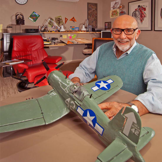 A resident with his model airplane at Madonna Gardens in Salinas, California