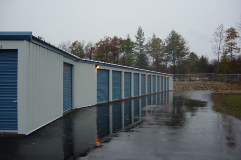 Well-lit self storage units at Safe Storage in Springvale, Maine