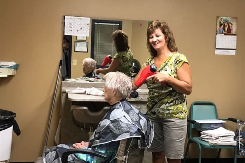 Resident hair salon at Lawton Senior Living in Lawton, Iowa.