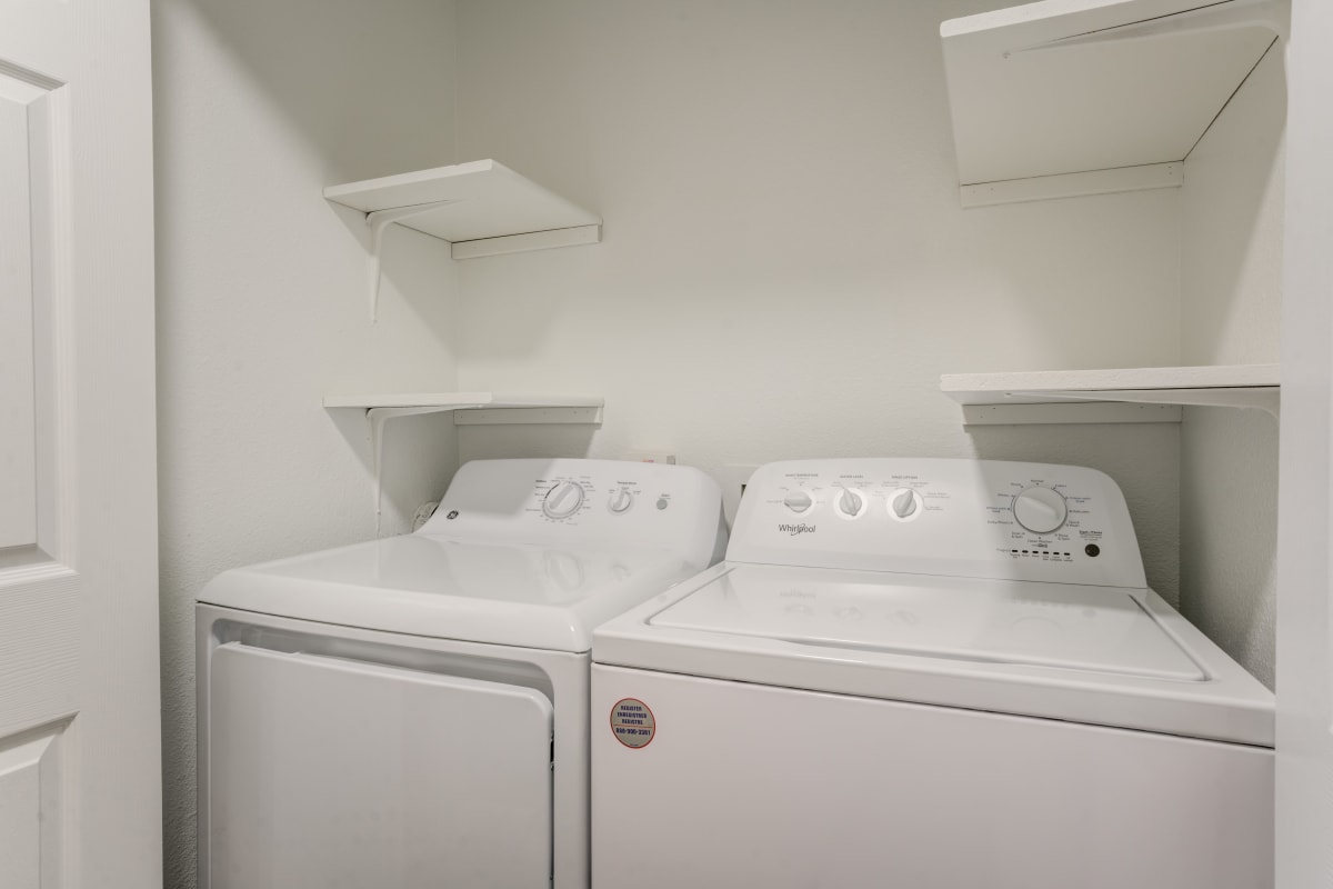 Washer and dryer in a home at MiLo at Mountain Park in Lake Oswego, Oregon