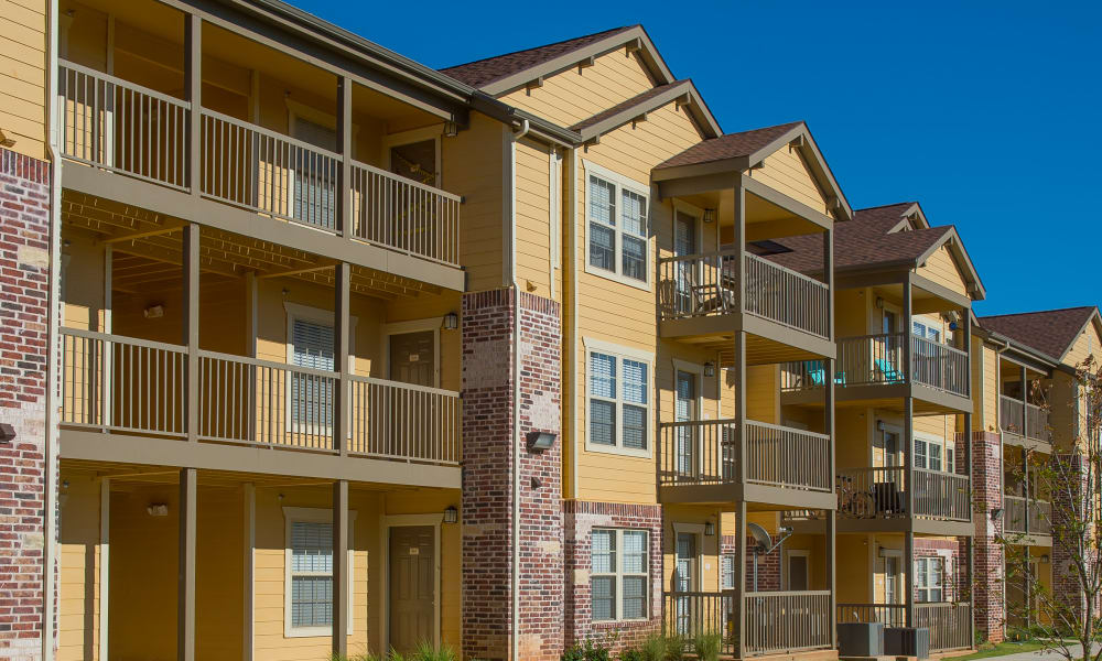 Apartment buildings at Mission Point Apartments in Moore, Oklahoma