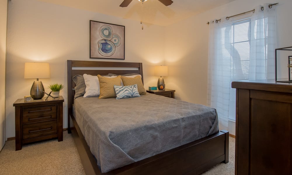 Bedroom at The Warrington Apartments in Oklahoma City, Oklahoma