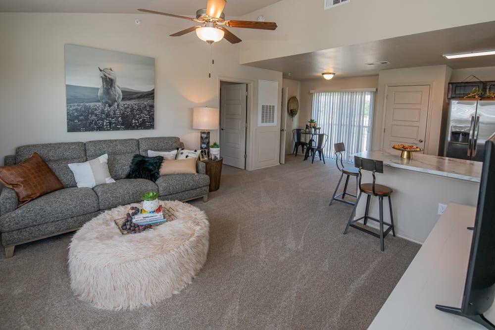 Open floor plan loft apartment at Cottages at Crestview in Wichita, Kansas