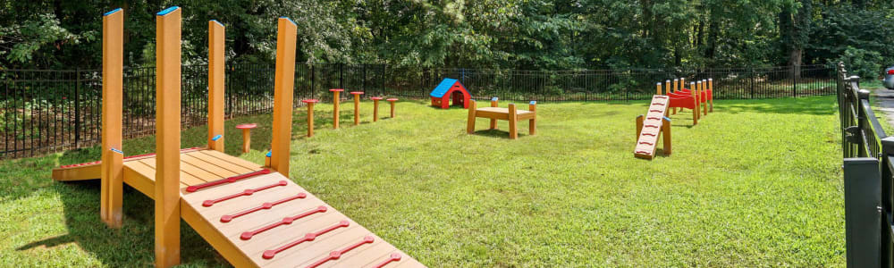 Agility course in the community dog park at Silver Creek Crossing in Austell, Georgia