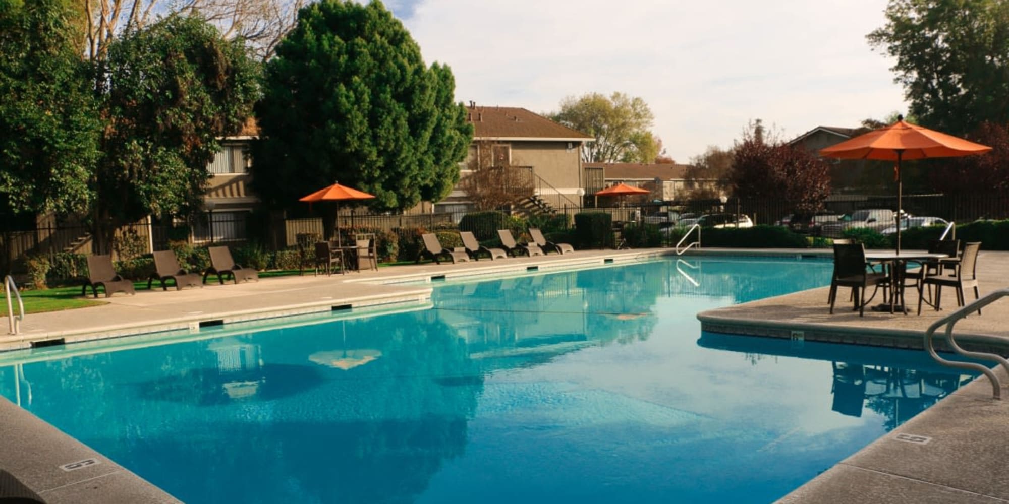 Wonderful pool with lounge chairs at Oak Park in Turlock, California