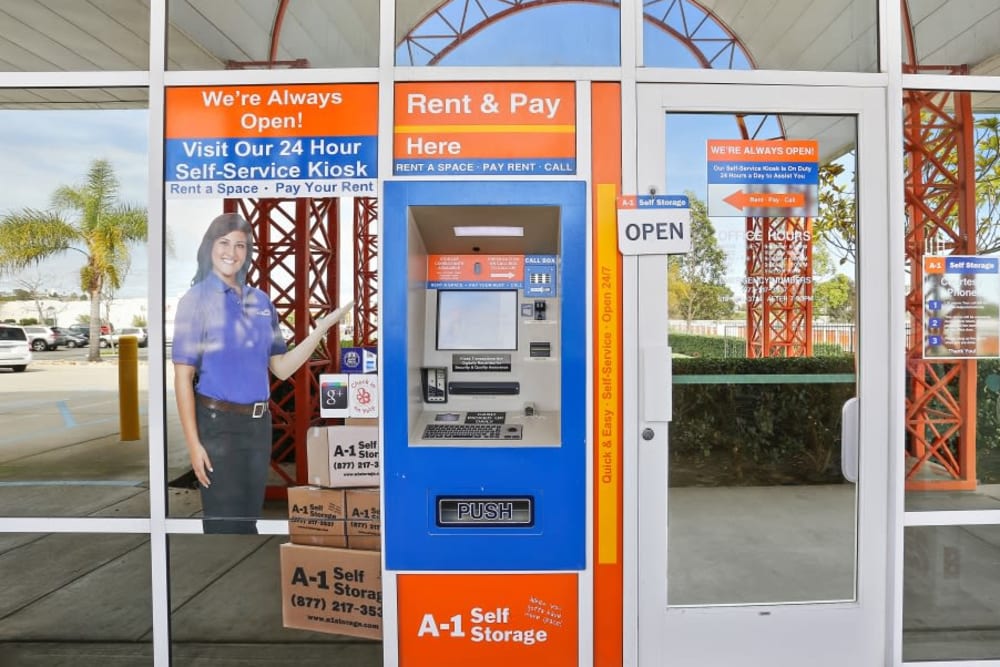 The 24-hour accessible kiosk at A-1 Self Storage in San Diego, California