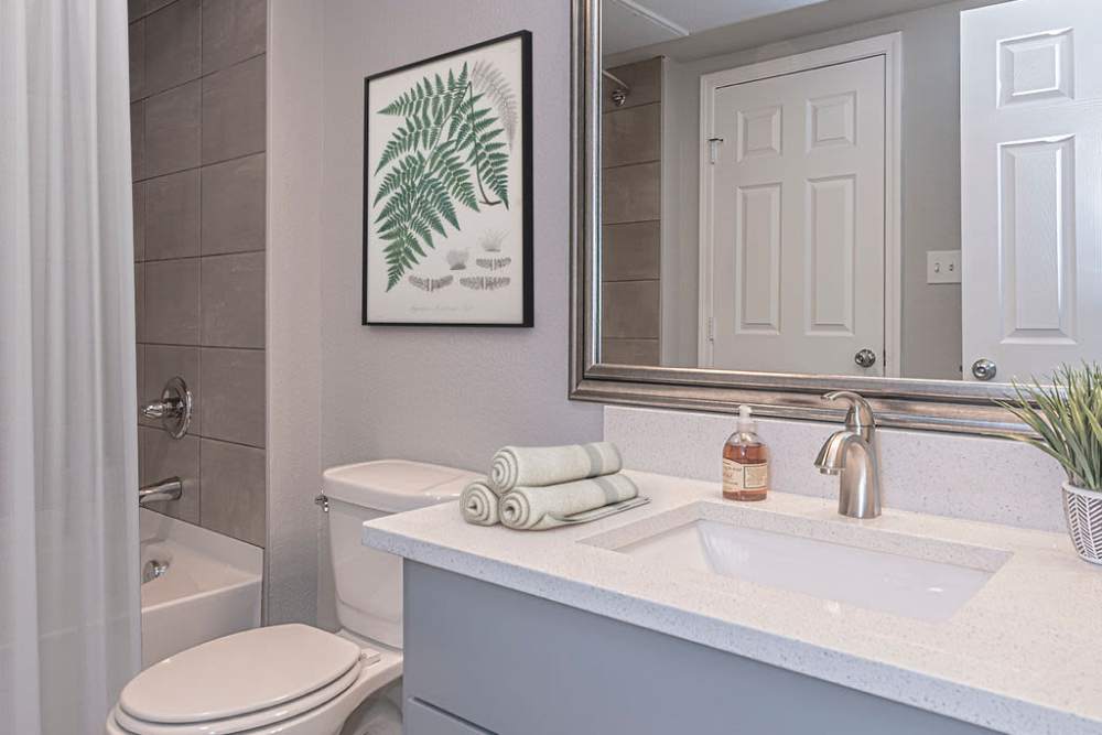Bathroom with bath tub at Slate at Cole in Dallas, Texas