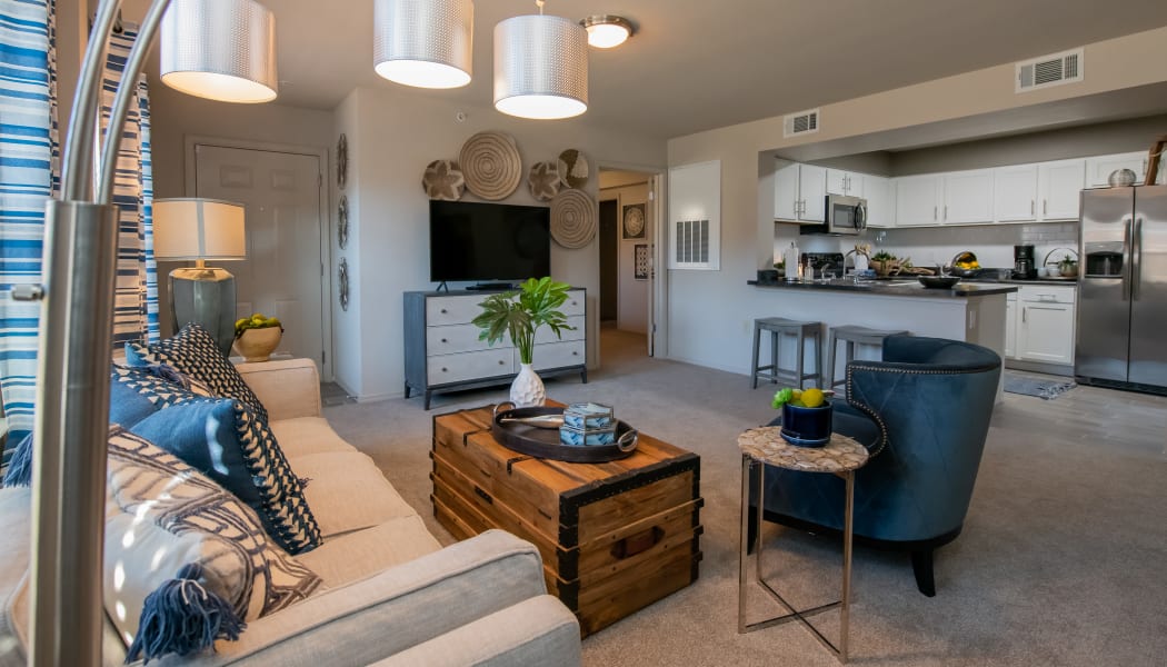 Large loft living area at Portico at Friars Creek Apartments in Temple, Texas